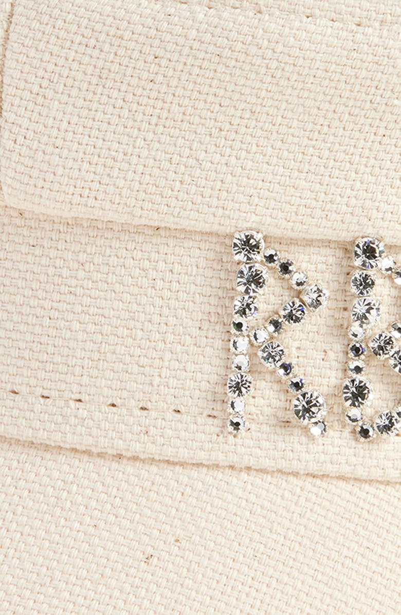 Ruslan Baginskiy Crystal Embellished Canvas Newsboy Cap, Alternate, color, Beige