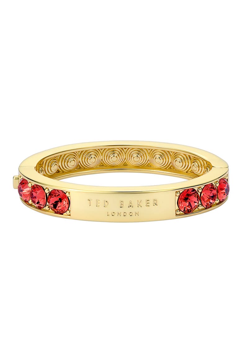 Rosie Crystal Hinged Bangle Bracelet, Main, color, GOLD TONE / HOT PINK CRYSTAL