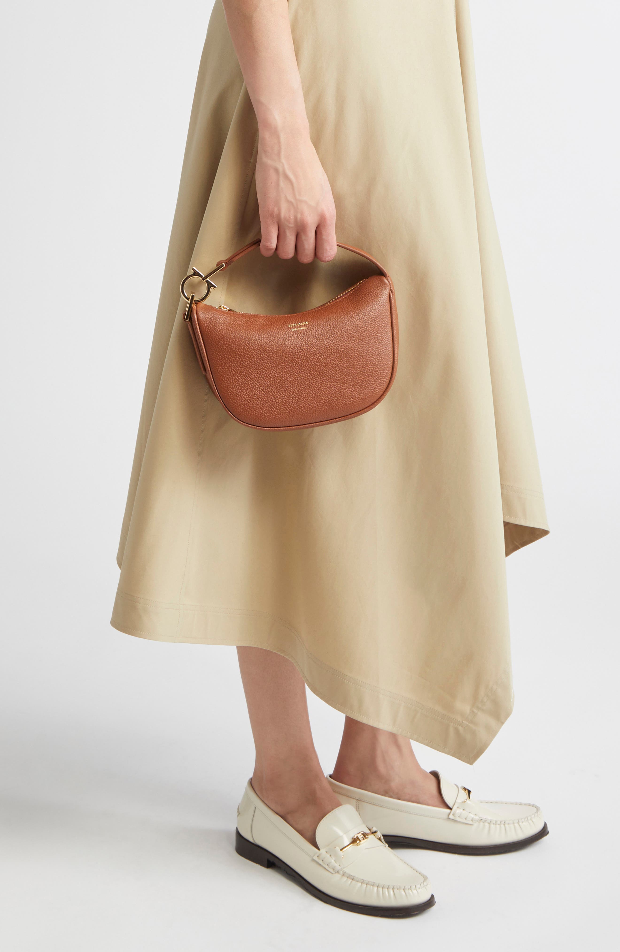 Mini Smile Leather Top Handle Bag, Alternate, color, NEW COGNAC