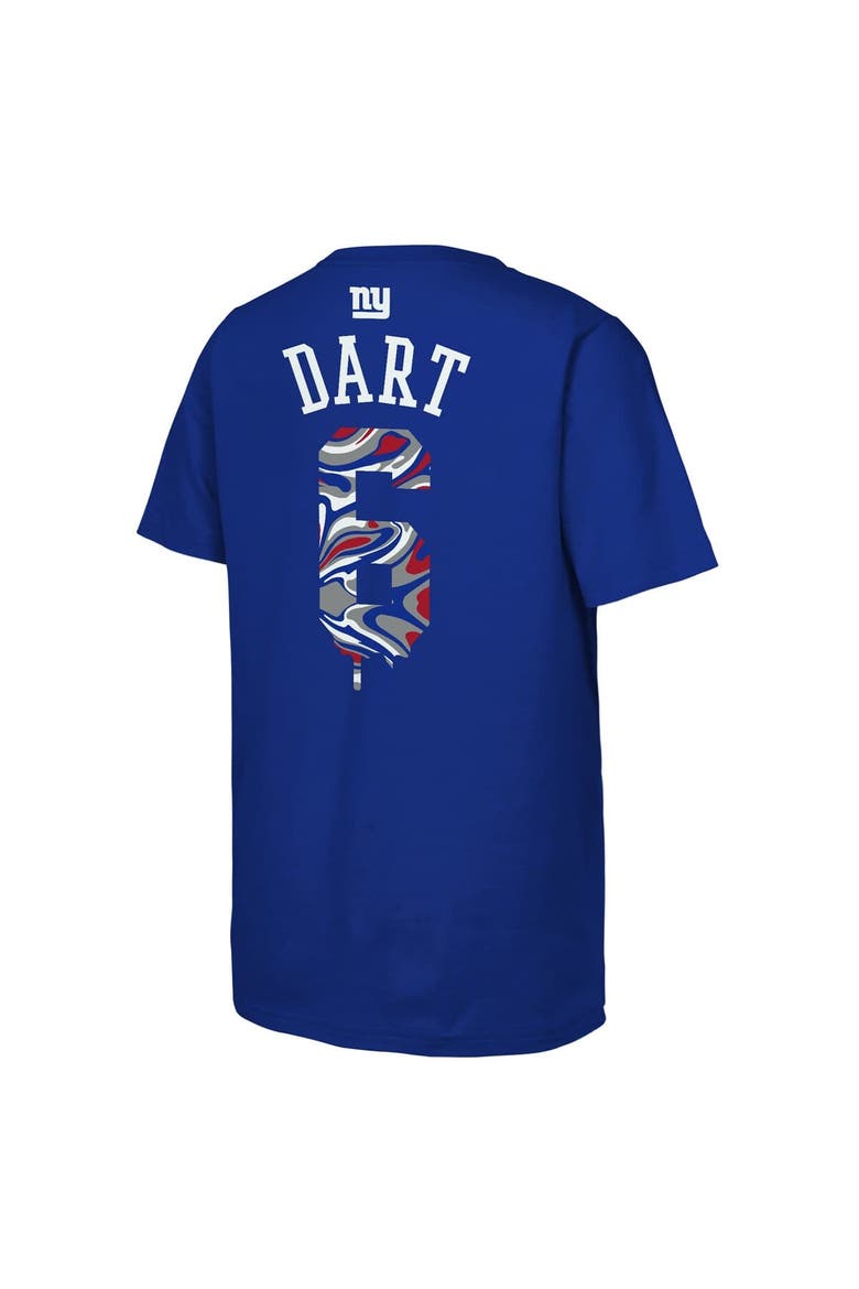 Youth Outerstuff Jaxson Dart Royal New York Giants Drip Player Name & Number Mainliner T-Shirt, Alternate, color, Royal