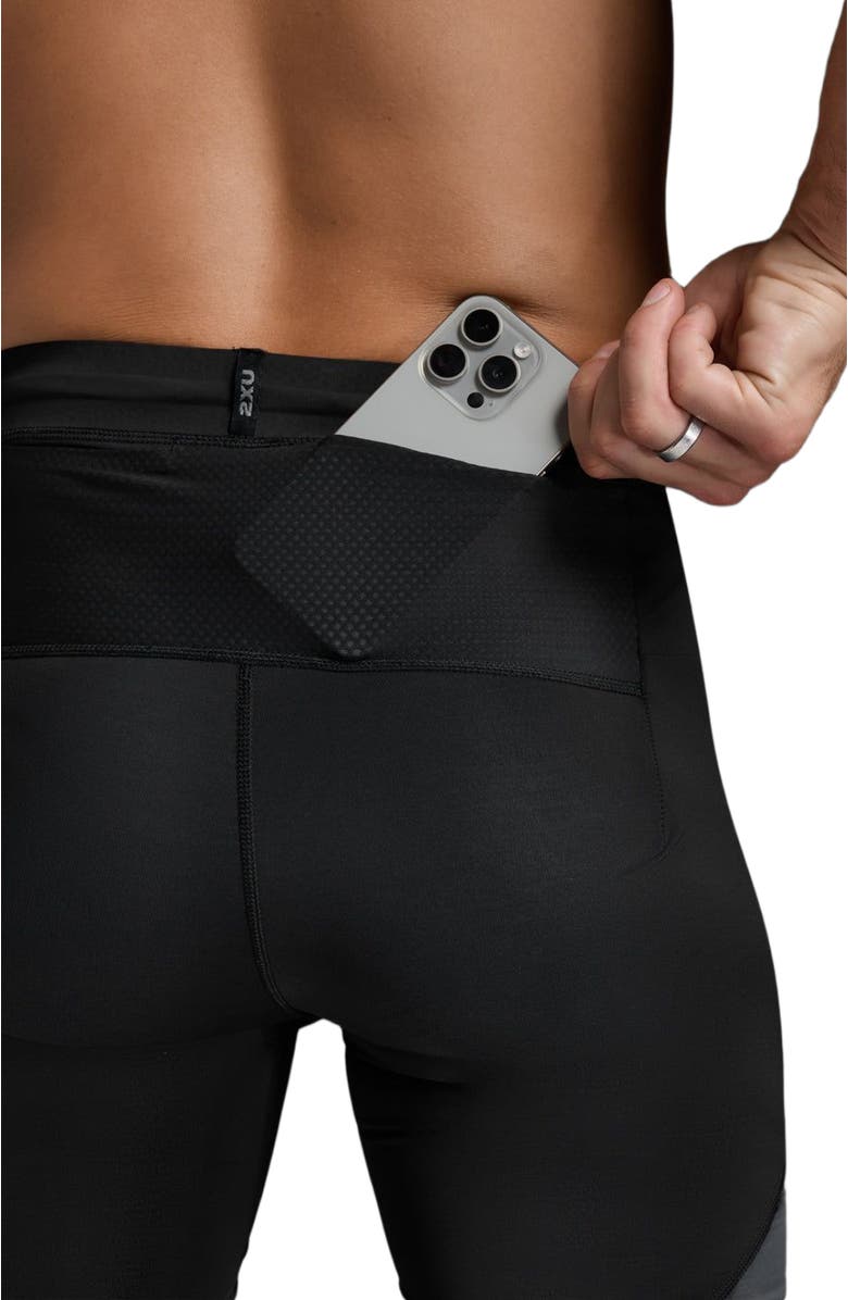 2XU Light Speed React Comp Shorts, Alternate, color, Black/White Reflective