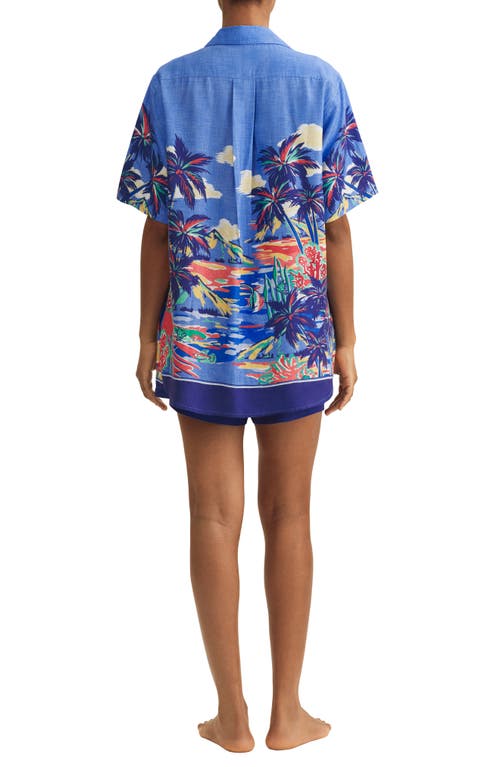 Polo Ralph Lauren Tropical Print Cover-up Shirt & Shorts Set In Blue Multi