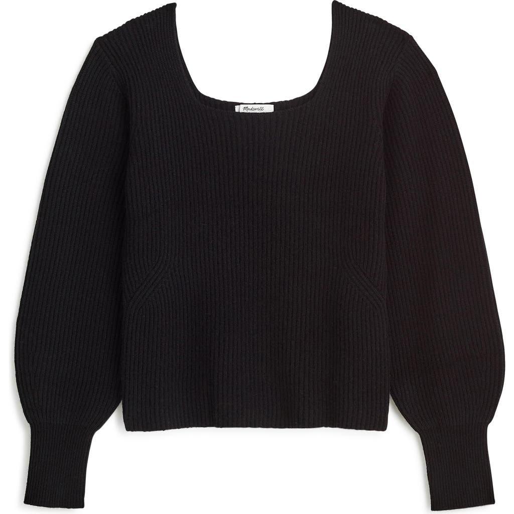 Shop Madewell Square Neck Wool & Cashmere Pullover Sweater In Velvet Black