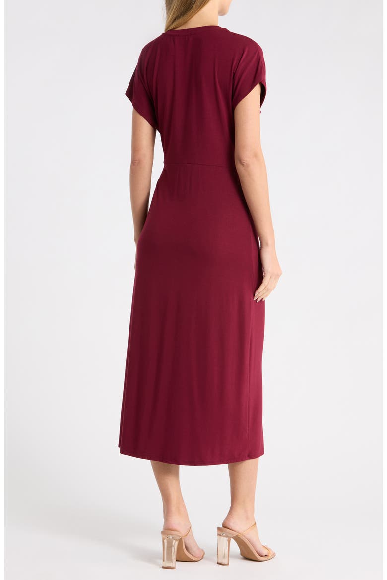 Front Knot Cap Sleeve Midi Dress, Alternate, color, WINE