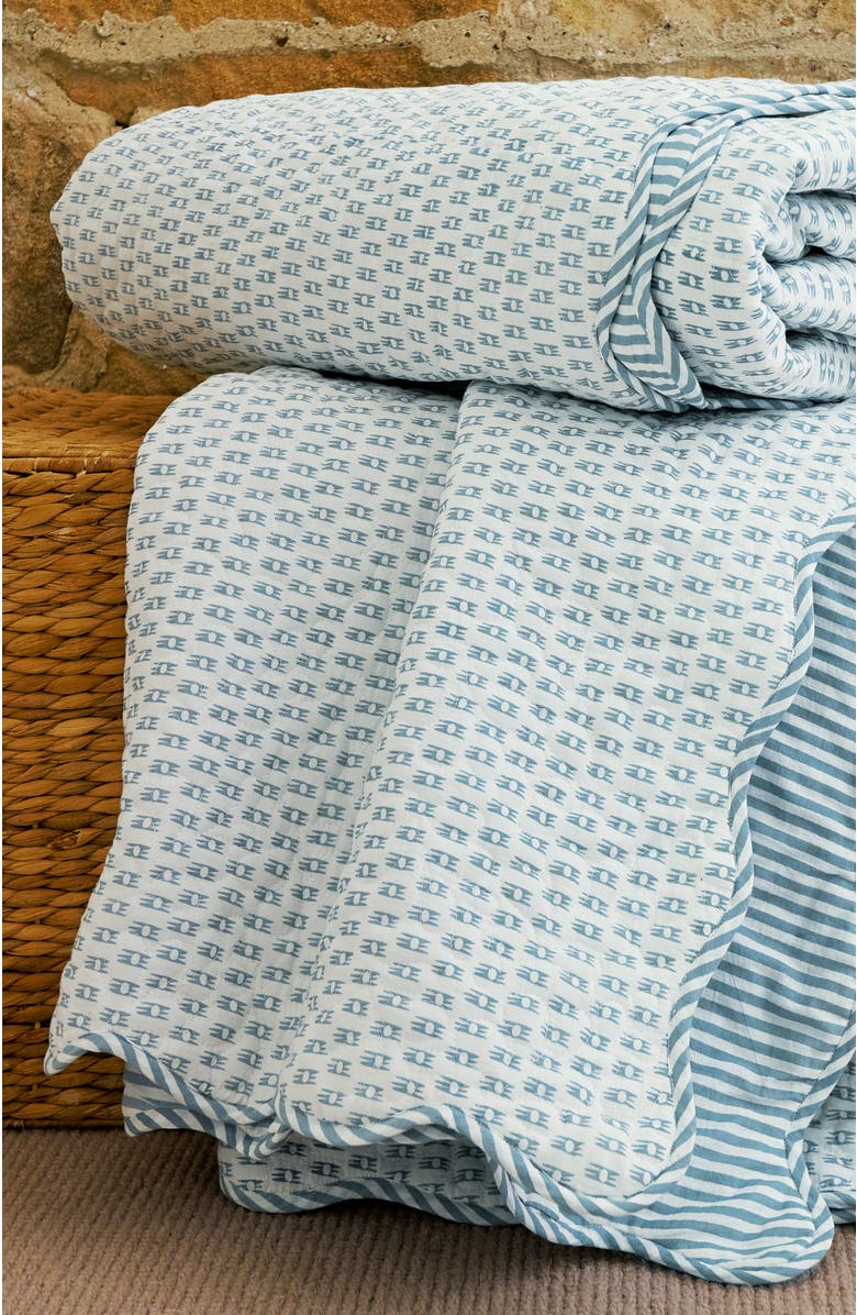 CHRISTY Victoria Vintage Inspired Textured Bedspread, Alternate, color, Blue