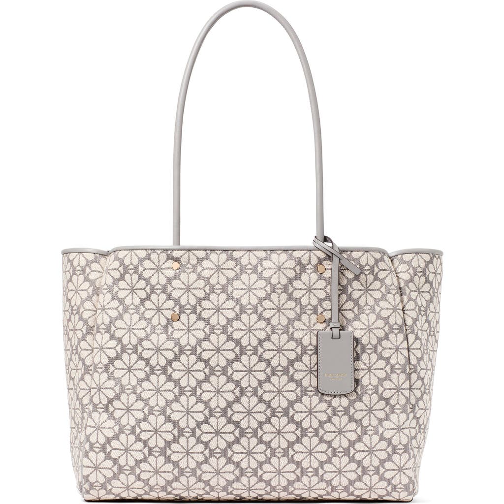 Kate Spade Large Spade Flower Jacquard Tote Bag In Grey Multi.