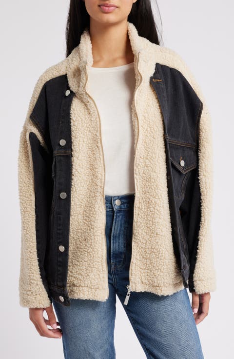 High Pile Fleece & Denim Trucker Jacket