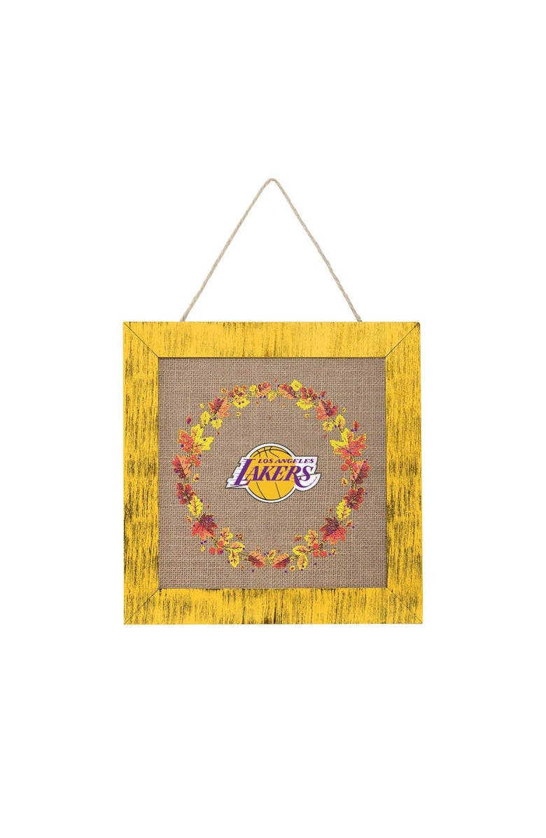 FOCO Los Angeles Lakers 12'' Double-Sided Burlap Sign, Alternate, color, Yellow