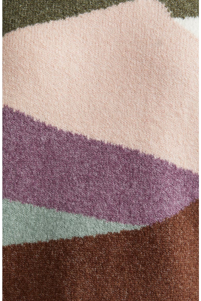 Intarsia Colorblock Crewneck Sweater, Alternate, color, OLIVE KALAMATA LANDSCAPE