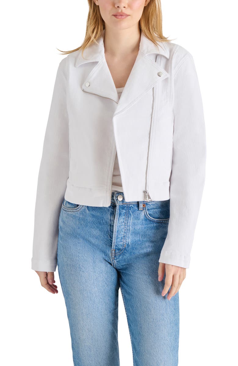 Steve Madden Denim Moto Jacket, Alternate, color, 