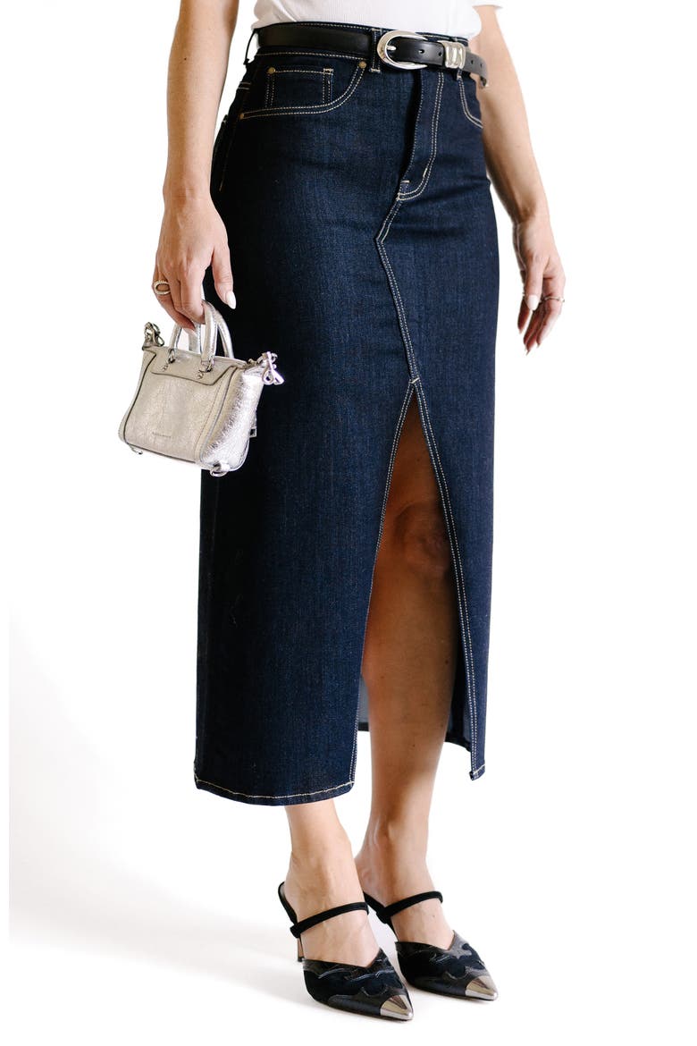 x @closetchoreography The Take Two Front Slit Skirt, Alternate, color, rinse wash