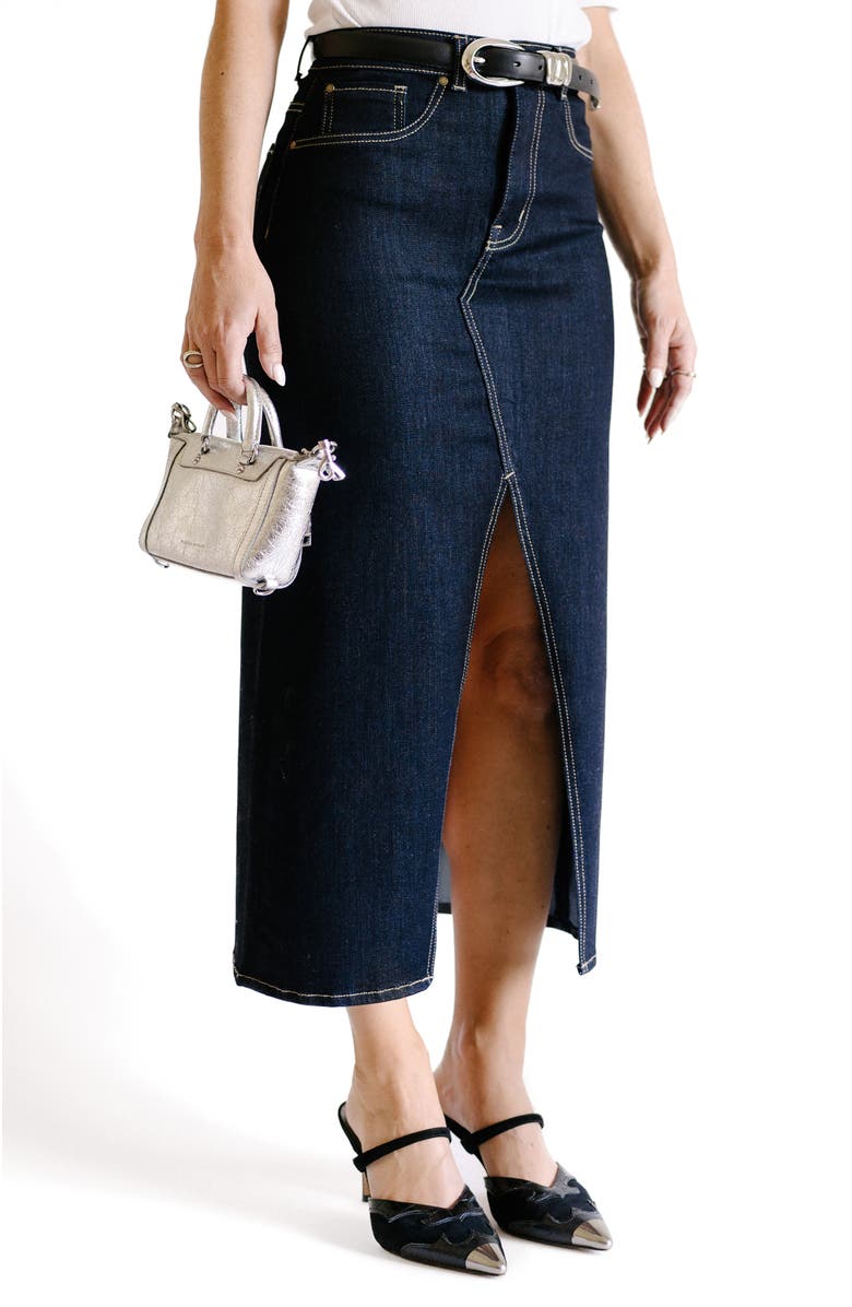 Fidelity Denim x @closetchoreography The Take Two Front Slit Skirt, Alternate, color, Rinse Wash