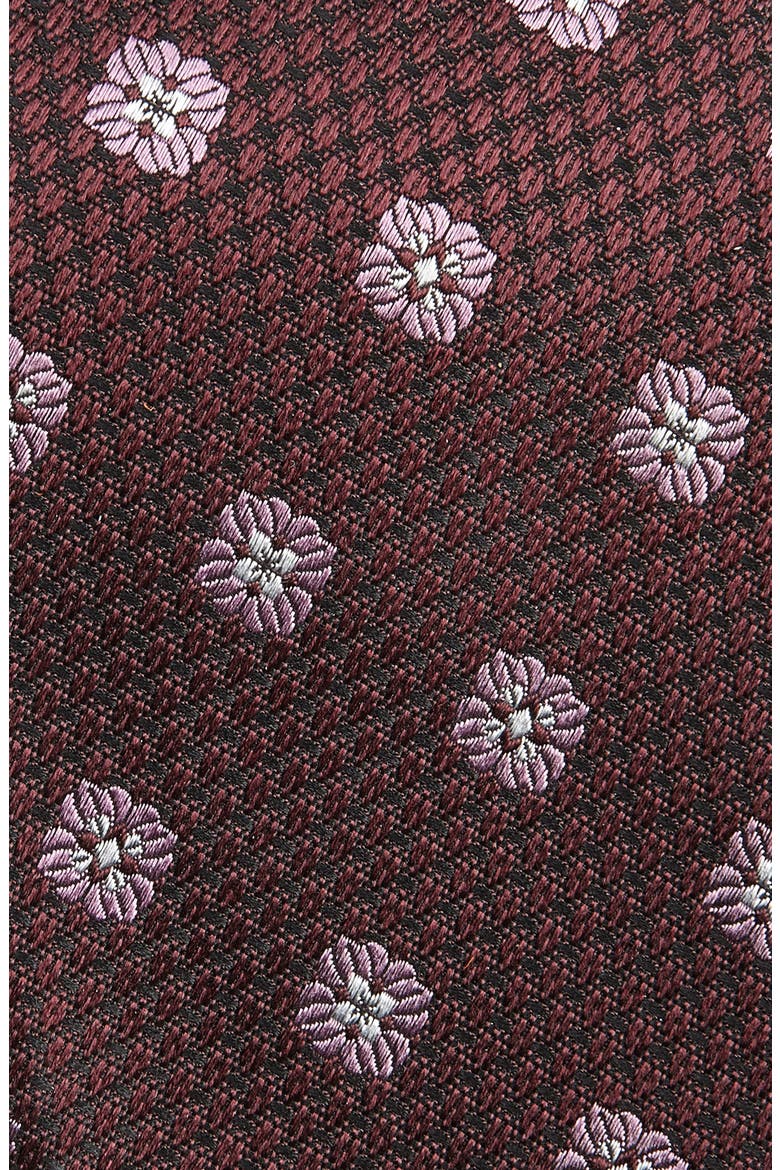 Geometric Silk Tie, Alternate, color, DARK RED FAN