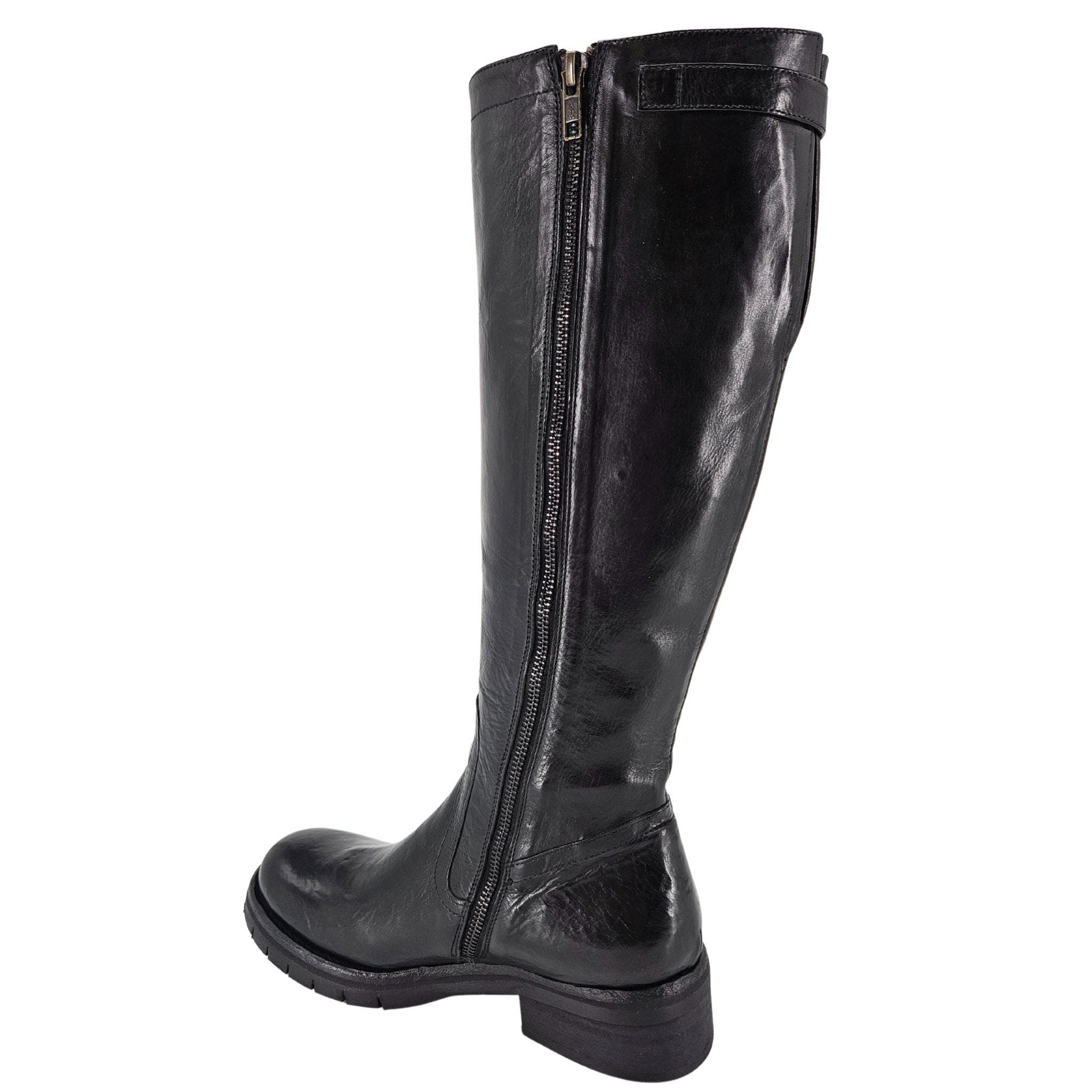Madison Maison Leather Tall Flat Buckle Boot, Alternate, color, Black