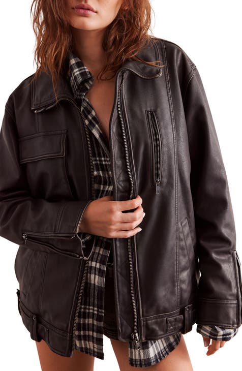 Free People leather Moro jacket with zip hoodie, 2 great condition high quality