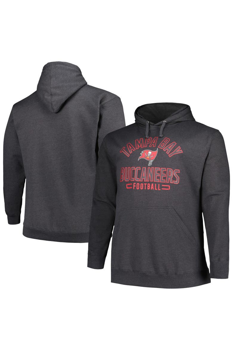Men's Fanatics Branded Heather Charcoal Tampa Bay Buccaneers Big & Tall Pullover Hoodie, Alternate, color, Heather Charcoal
