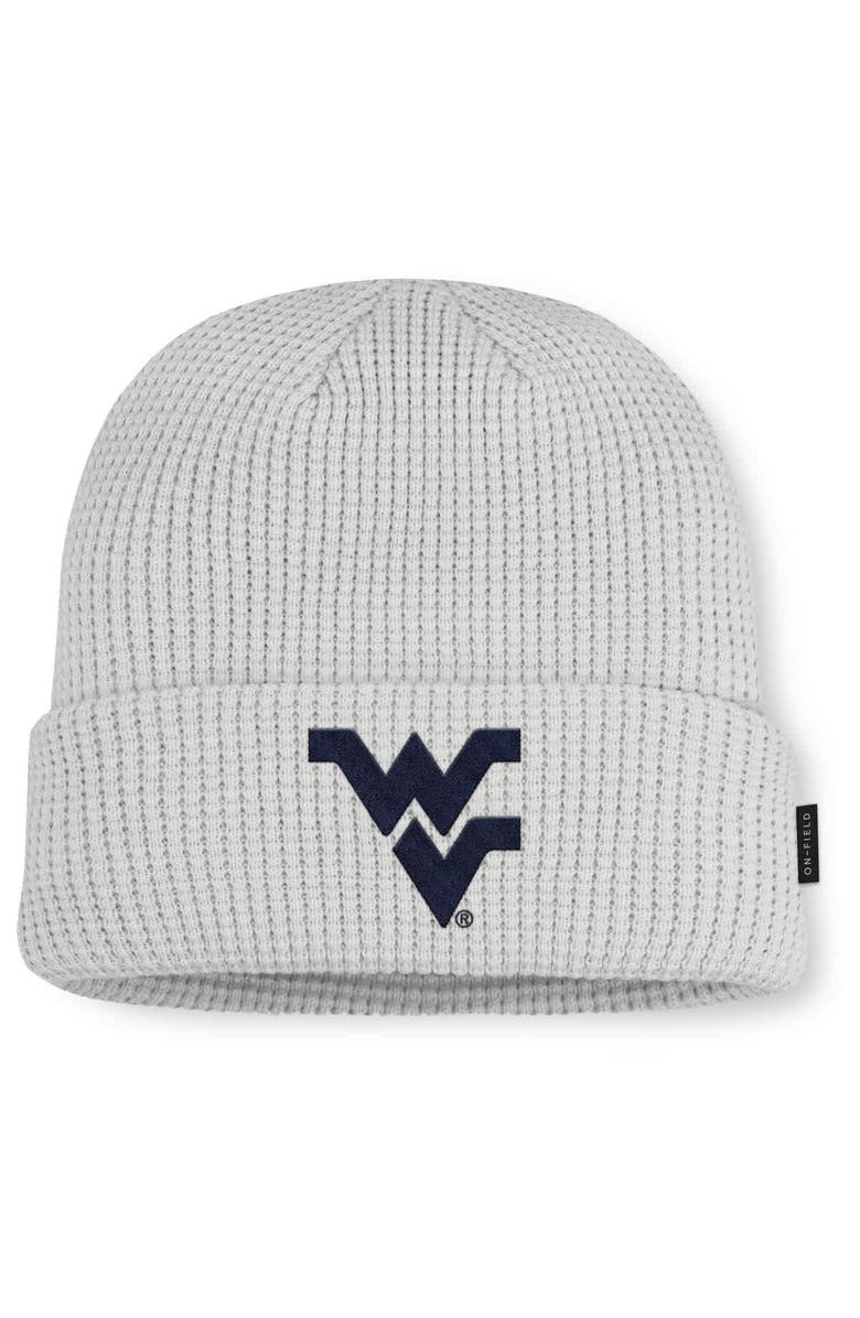 Nike Men Nike Gray West Virginia Mountaineers 2025 On-Field Utility Cuffed Knit Hat, Main, color, 