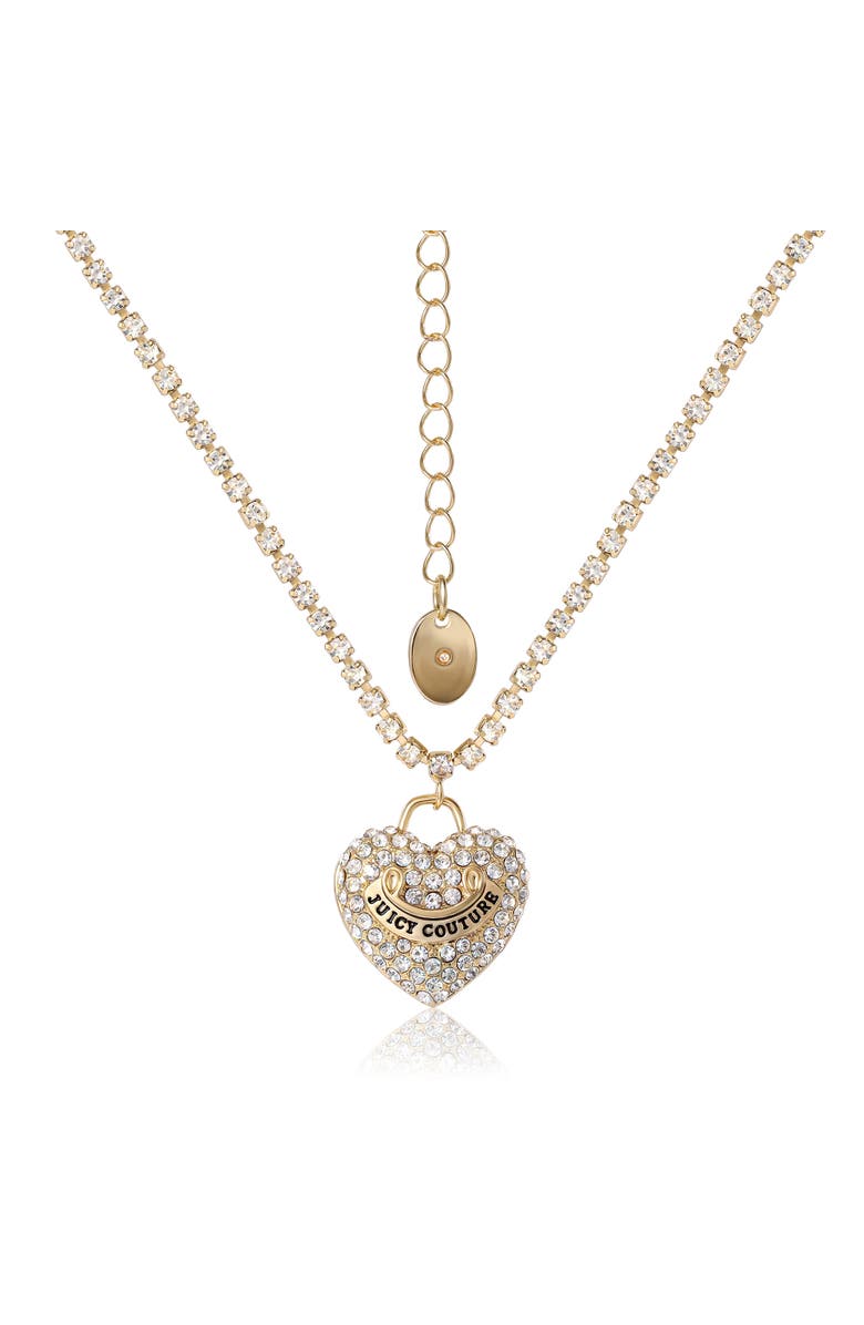 Juicy Couture Pavé Heart Cyrstal Chain Pendant Necklace, Alternate, color, 