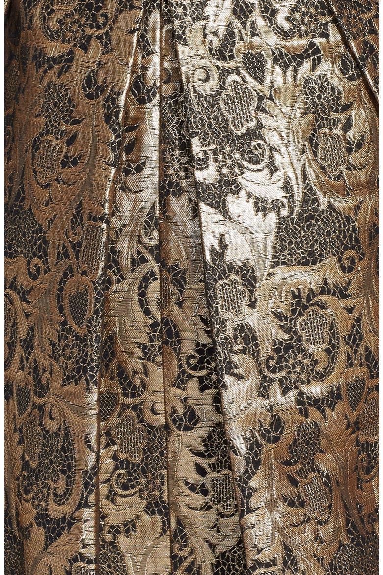 Metallic Jacquard Fit & Flare Dress, Alternate, color, BLACK/ GOLD