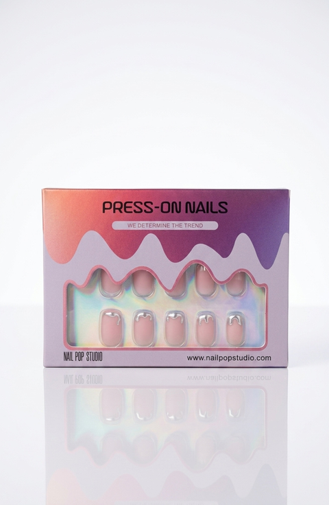 Chrome Edge Square Press-On Nails