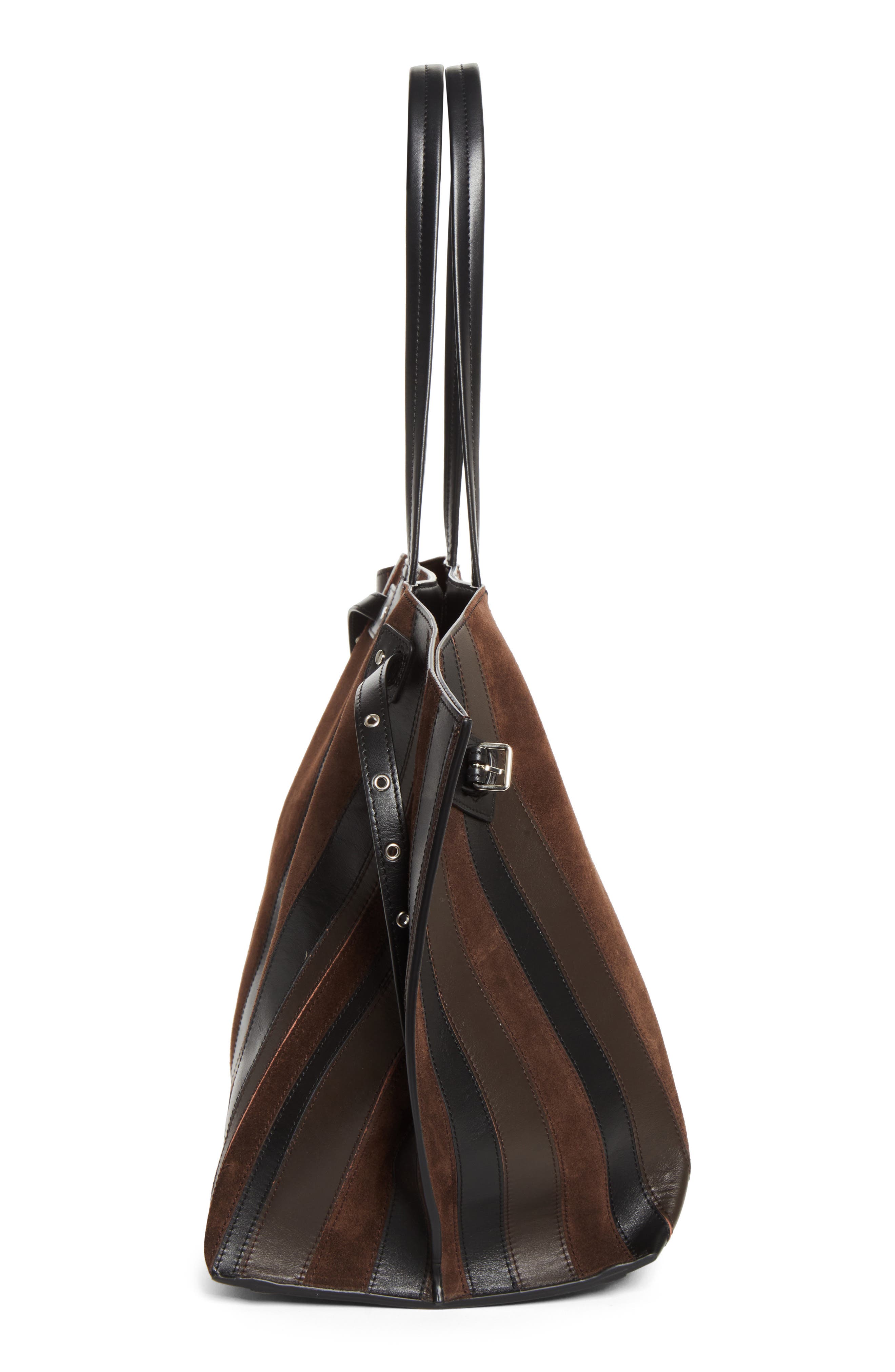 Days Striped Leather Tote, Alternate, color, BLACK/ ESPRESSO