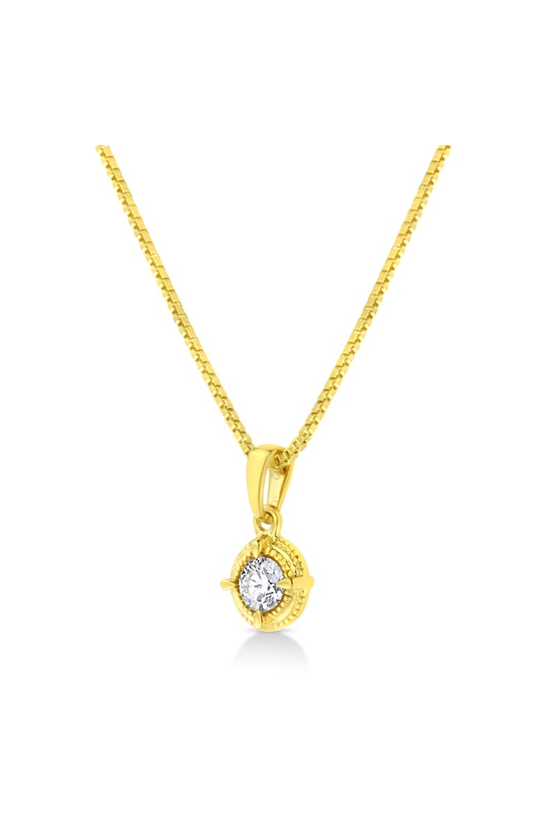 Haus of Brilliance 14K Yellow Gold Plated Silver 1/3 Cttw Diamond Solitaire Milgrain Pendant Necklace, Alternate, color, Yellow