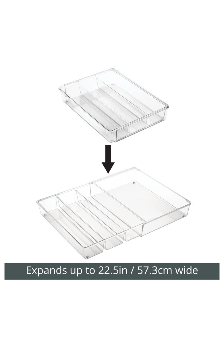 mDesign Plastic Adjustable/Expandable Drawer Storage Organizer, 4 Pack, Clear, Alternate, color, Clear