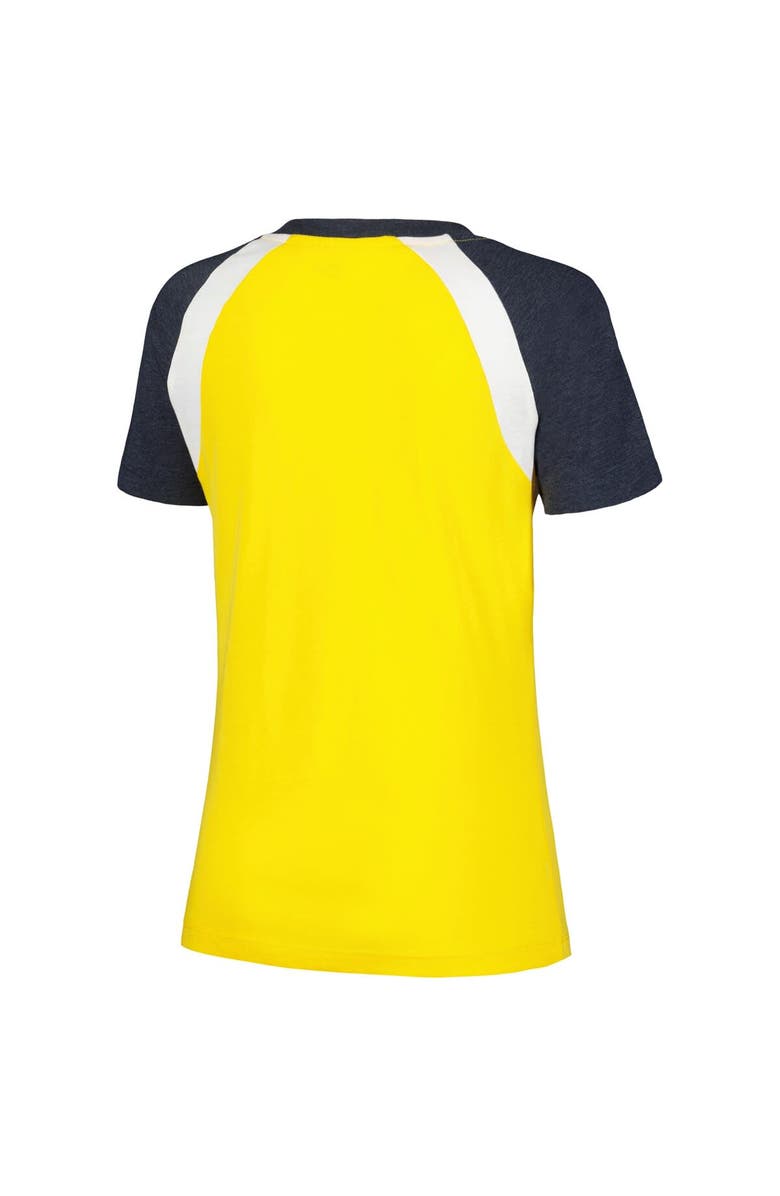 New Era Women's New Era Gold Milwaukee Brewers Heathered Raglan V-Neck T-Shirt, Alternate, color, 