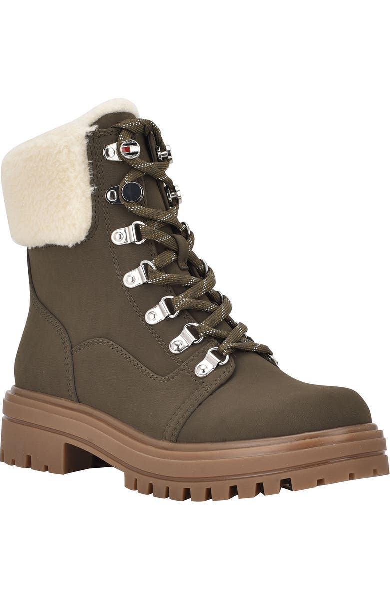 Tommy Hilfiger Faby Faux Shearling Cuff Hiker Boot, Main, color,