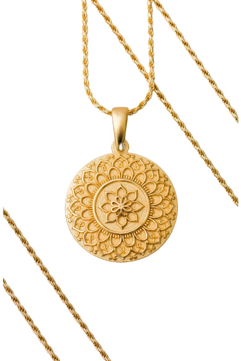 I Am Strong And Powerful mandala necklace, Main, color, Original - Gold