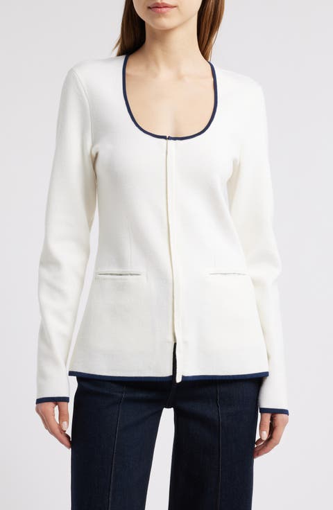 Ella Front Zip Merino Wool Blend Cardigan