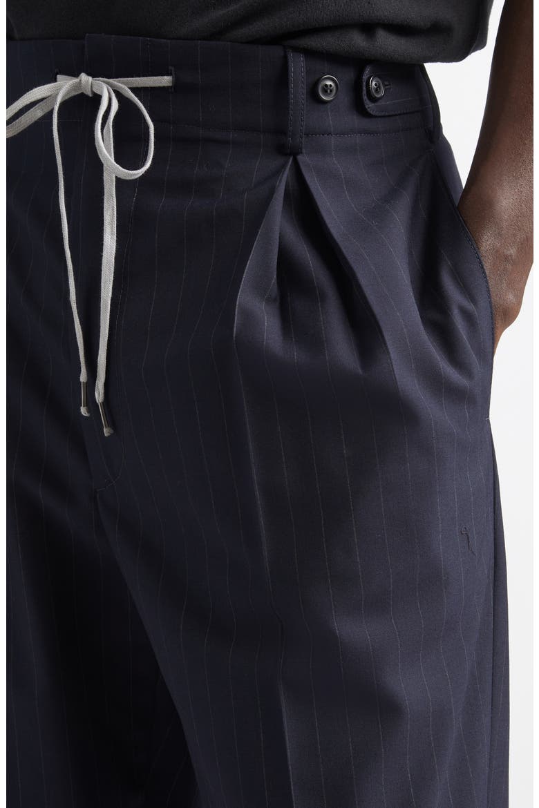 Pleated Pinstripe Drawstring Waist Pants, Alternate, color, BLUE
