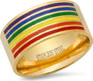 HMY JEWELRY 18K Gold Plated Stainless Steel Rainbow Ring