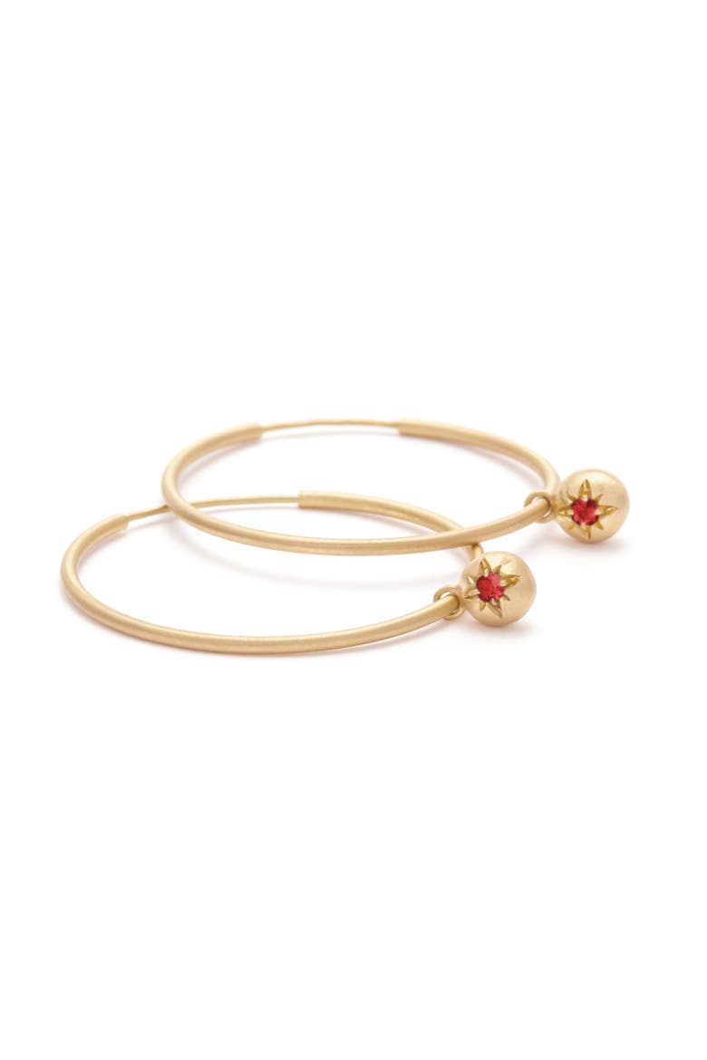 Moon Hoops Natural Gemstones. Handmade in Italy, Alternate, color, Ruby