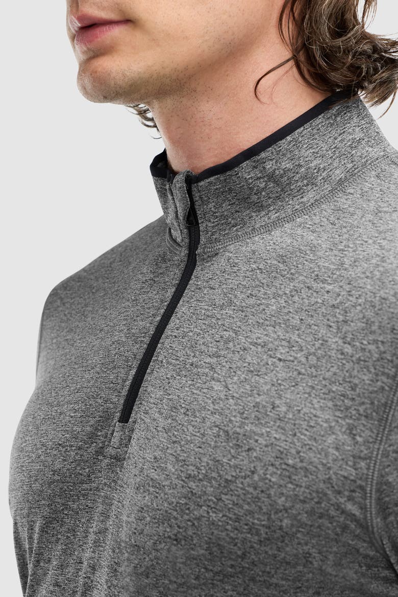 Seamless Melange 1/4 Zip Long Sleeve, Alternate, color, Black