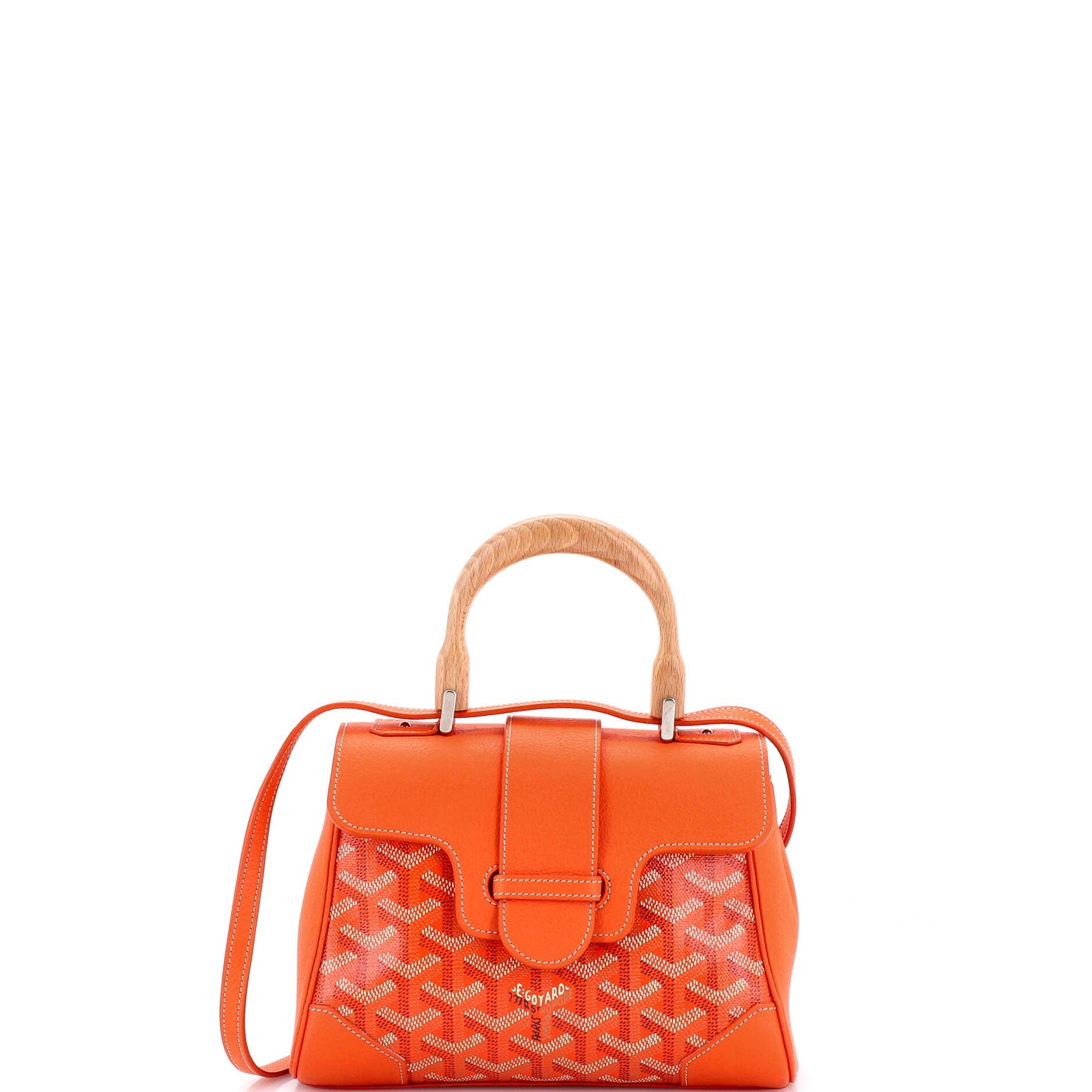 Pre-Owned Goyard Saigon Top Handle Bag Coated Canvas with Leather Mini, Main, color, Orange