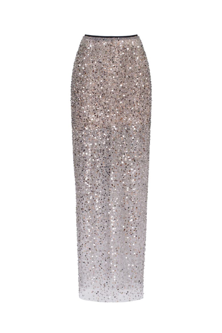 Fitted Sequin Pencil Maxi Skirt, Alternate, color, Silver