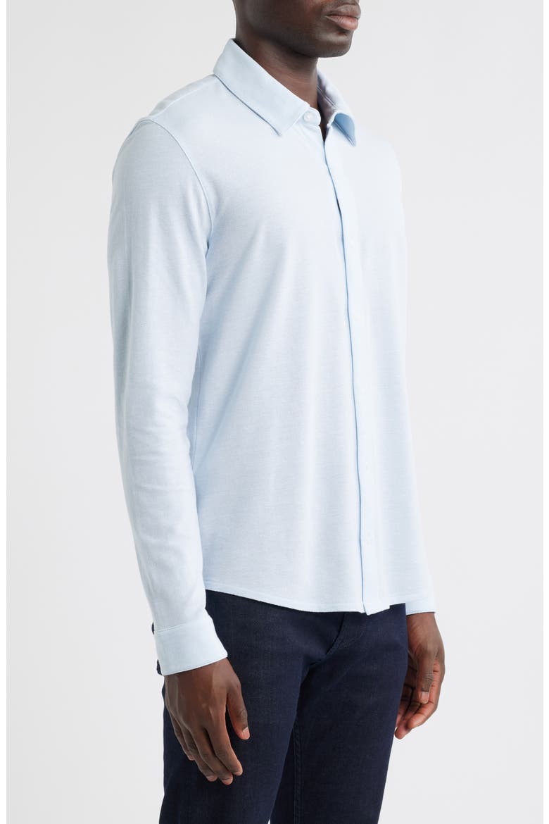 Cotton Piqué Knit Button-Up Shirt, Alternate, color, OXFORD BLUE