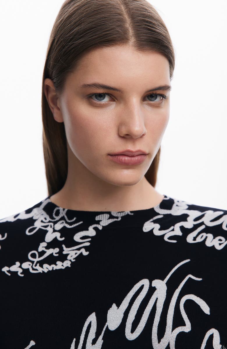 Desigual Handwritten Cotton Blend Sweater, Alternate, color, 