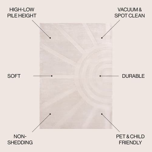 Jonathan Y Aelius Midcentury Scandinavian Abstract Sun Two-tone High-low Area Rug In White/cream