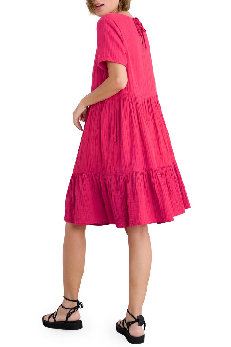Pebble Comb Organic Cotton Gauze Dress, Alternate, color, WILD RASPBERRY