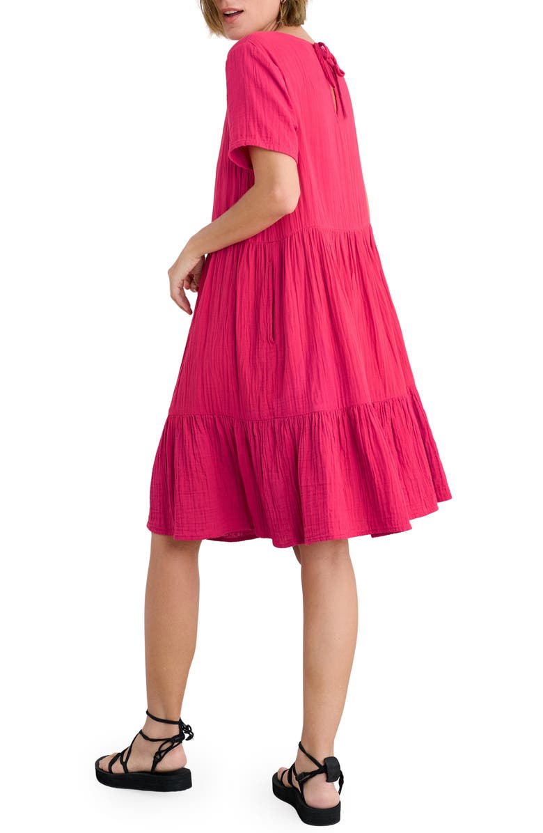 Seasalt Cornwall Pebble Comb Organic Cotton Gauze Dress, Alternate, color, Wild Raspberry