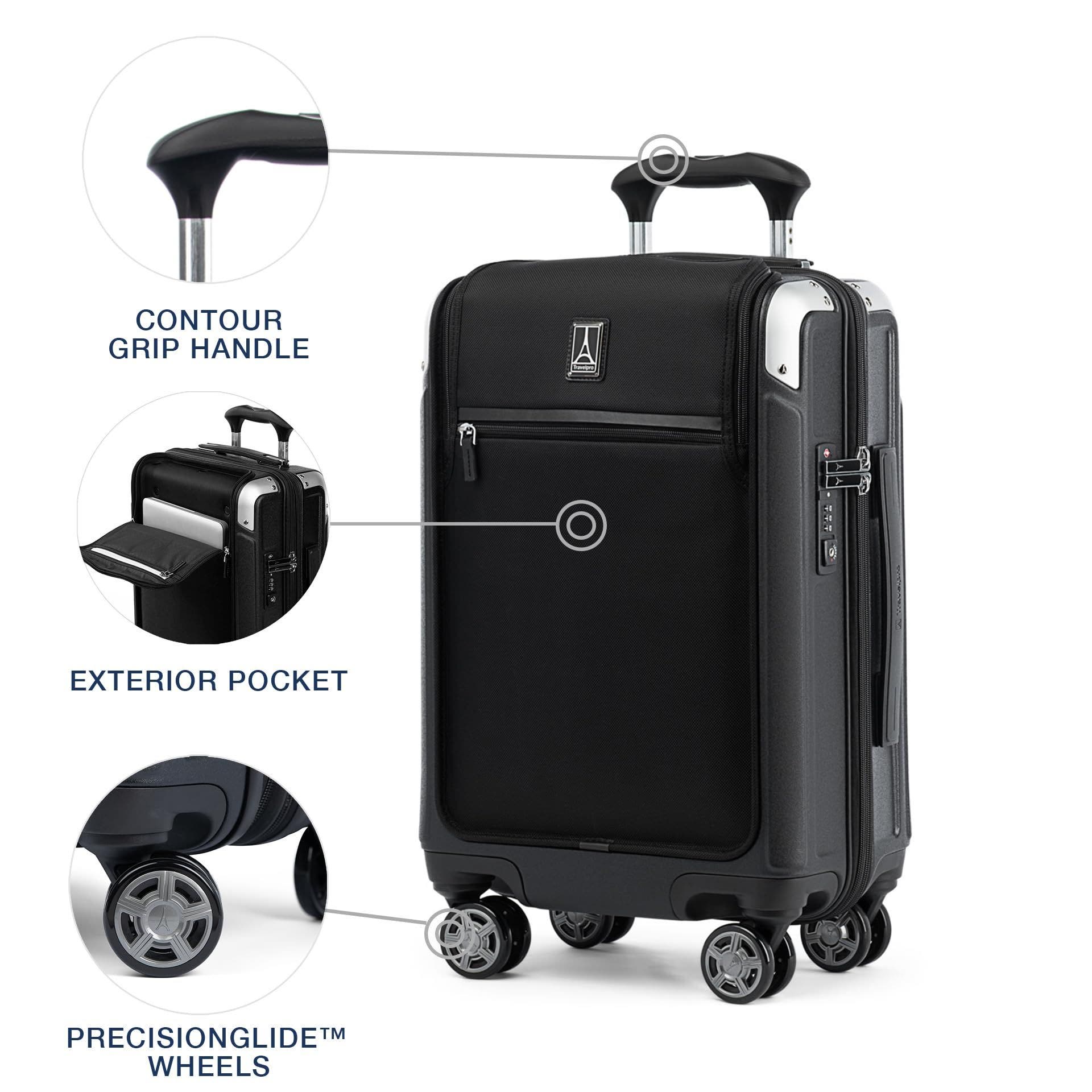 TRAVELPRO Platinum Elite Hardside Expandable Compact Carry-on with Laptop Pocket 20-Inch Spinner, Alternate, color, Shadow Black