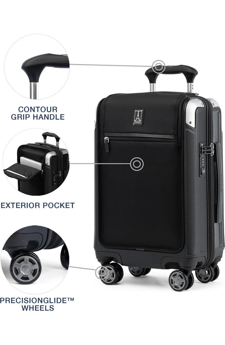 TRAVELPRO Platinum Elite Hardside Expandable Compact Carry-on with Laptop Pocket 20-Inch Spinner, Alternate, color, Shadow Black