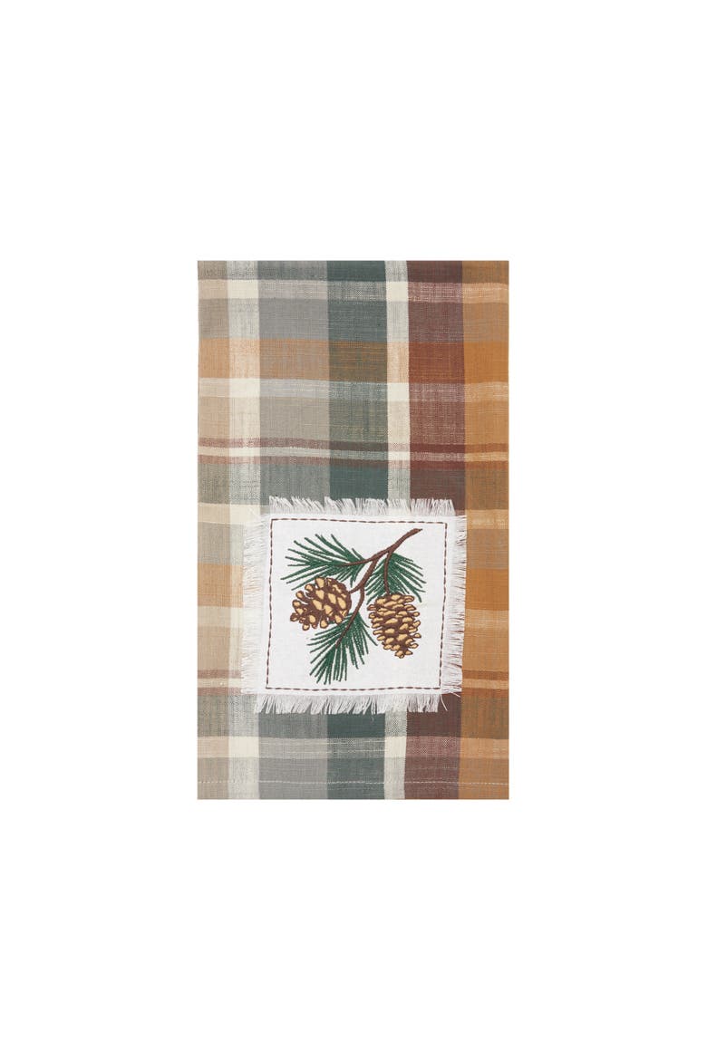 Aspen Plaid Pinecone Dishtowel, Main, color, White