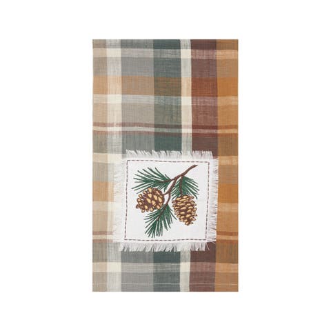 Aspen Plaid Pinecone Dishtowel