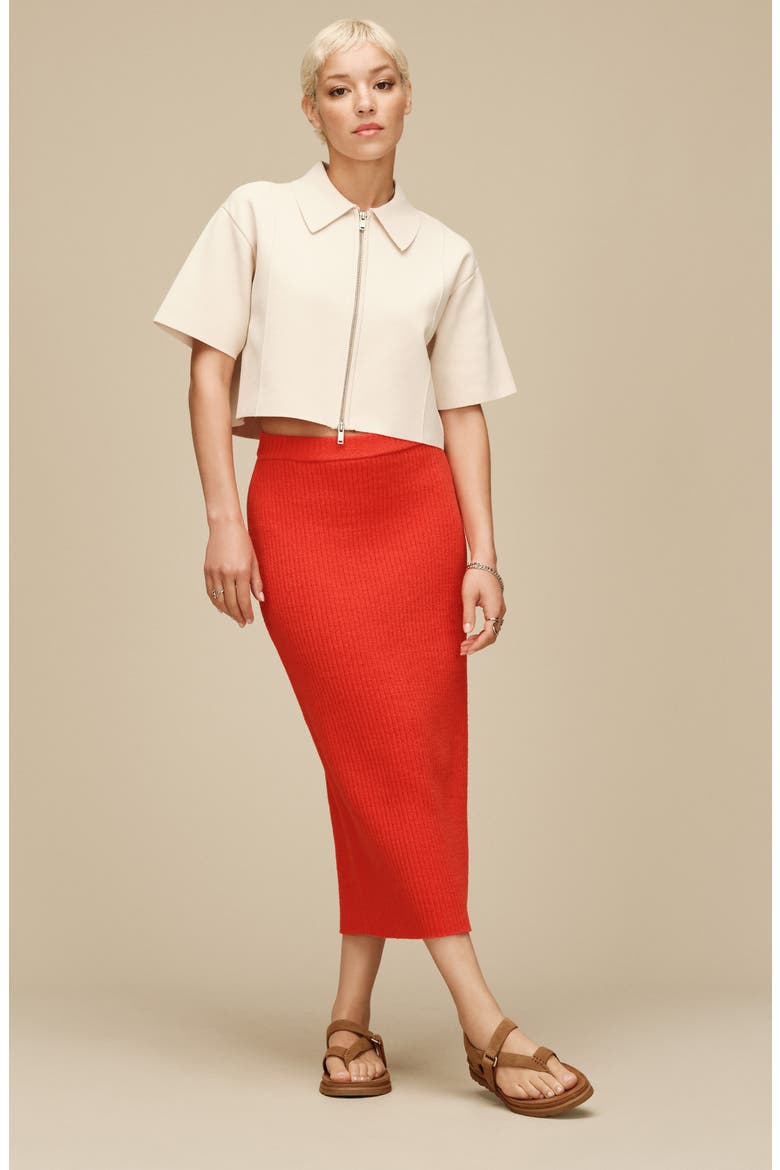 Chryston Rib Knit Midi Skirt, Alternate, color, LOBSTER