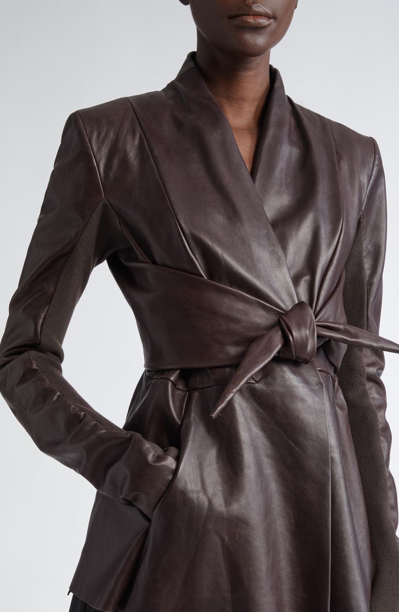 Rick Owens Strutter Leather Jacket, Alternate, color, Mahogany