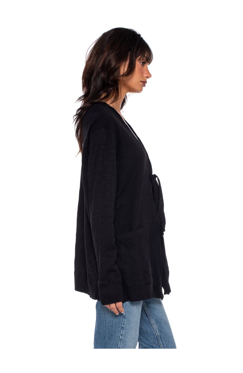 WILT Clothing Tie Front Long Sleeve Mix Rib Cardigan, Alternate, color, White