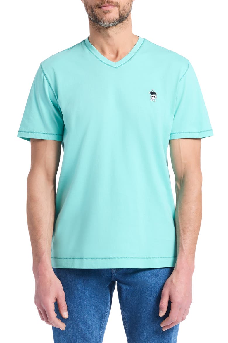 Damien V-Neck Knit T-Shirt, Main, color, SEAFOAM